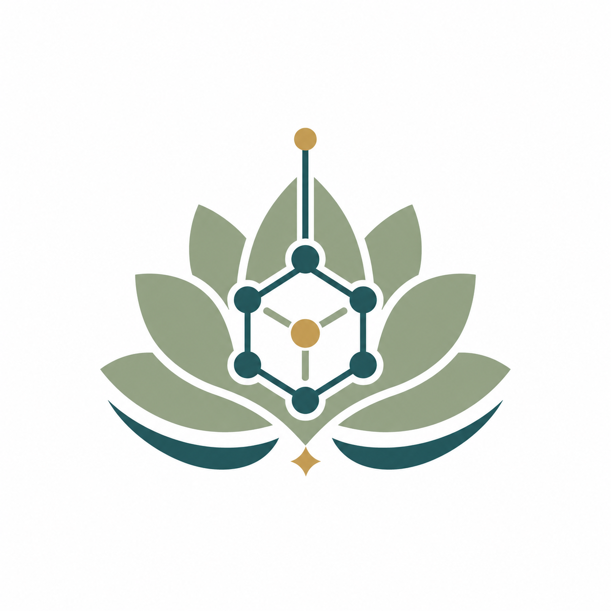 Crawford Wisdom International lotus and molecular logo
